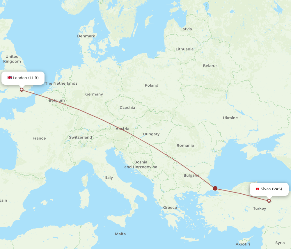 LHR-VAS flight routes