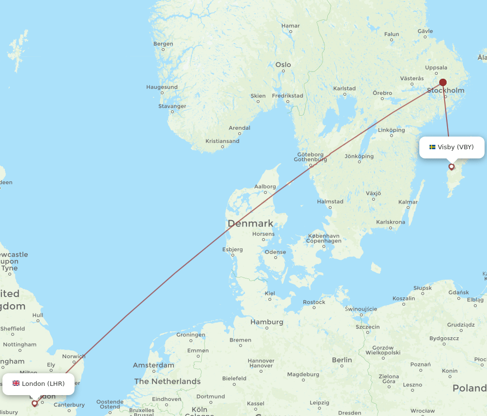 LHR to VBY flights and routes map