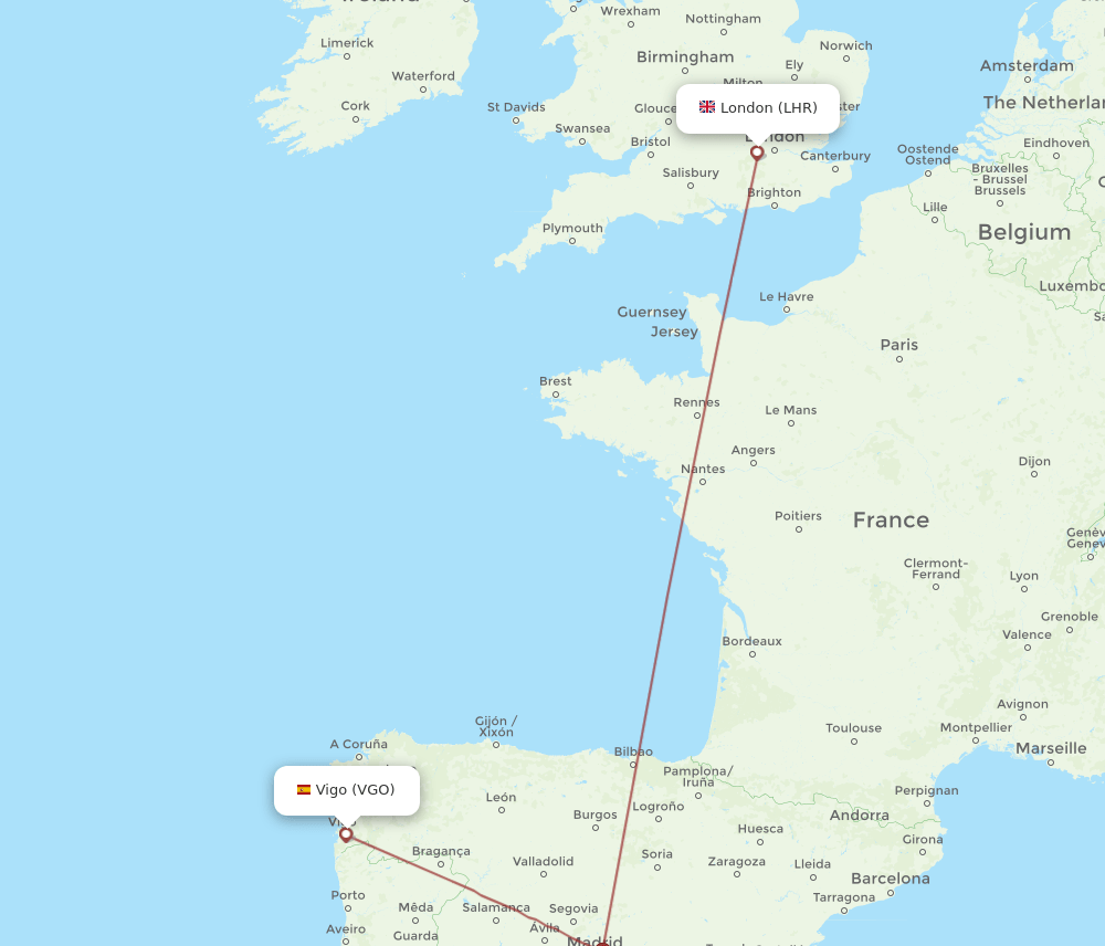LHR-VGO flight routes