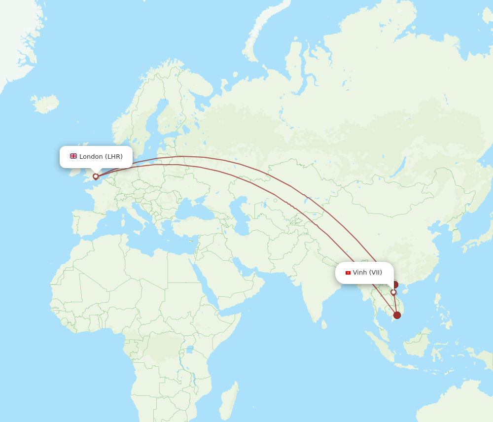 LHR to VII flights and routes map