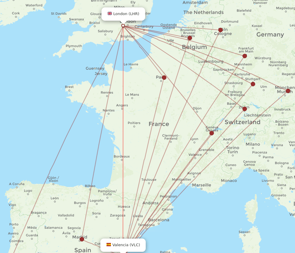LHR-VLC flight routes