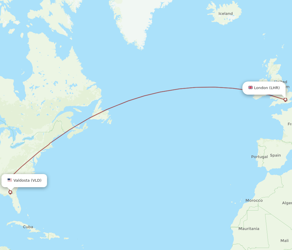 LHR to VLD flights and routes map