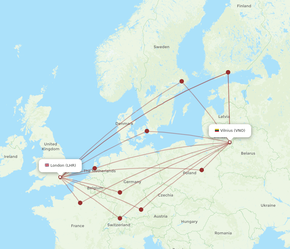 LHR-VNO flight routes