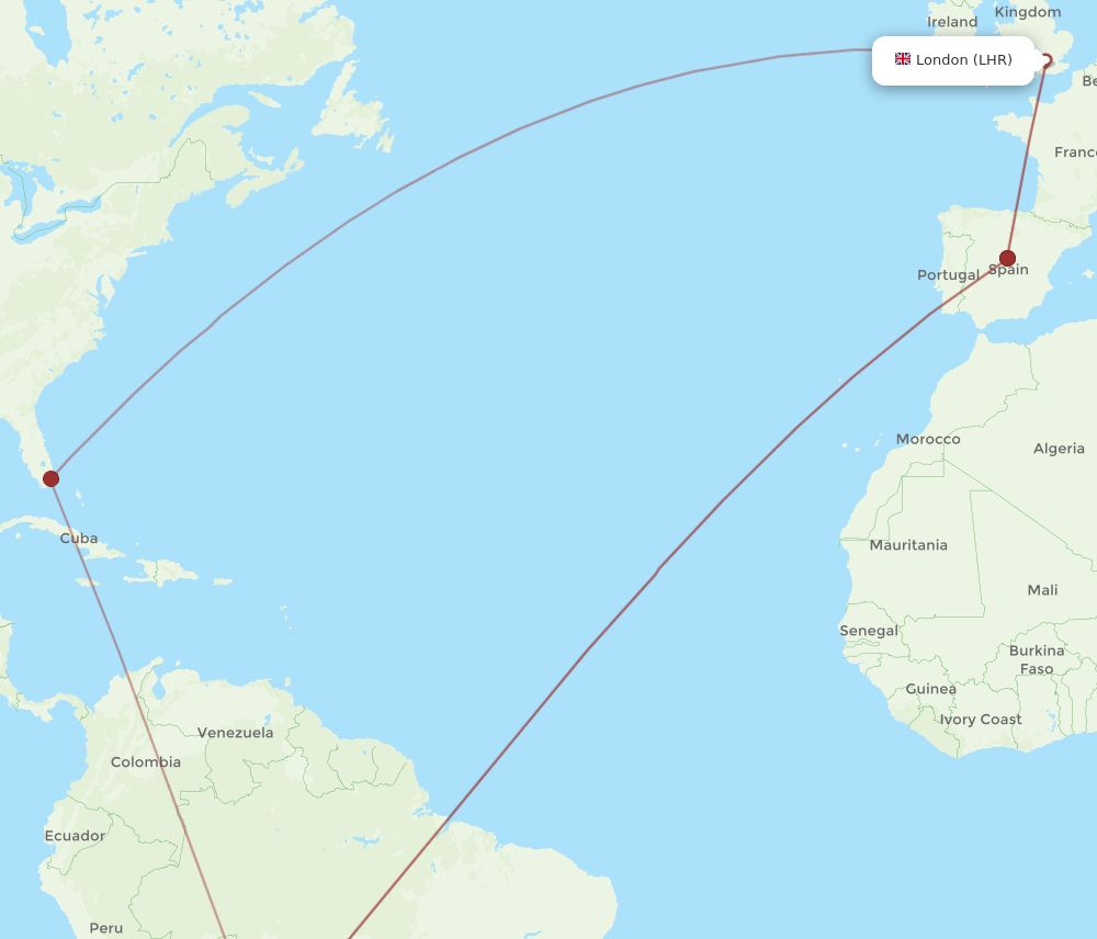 LHR-VVI flight routes