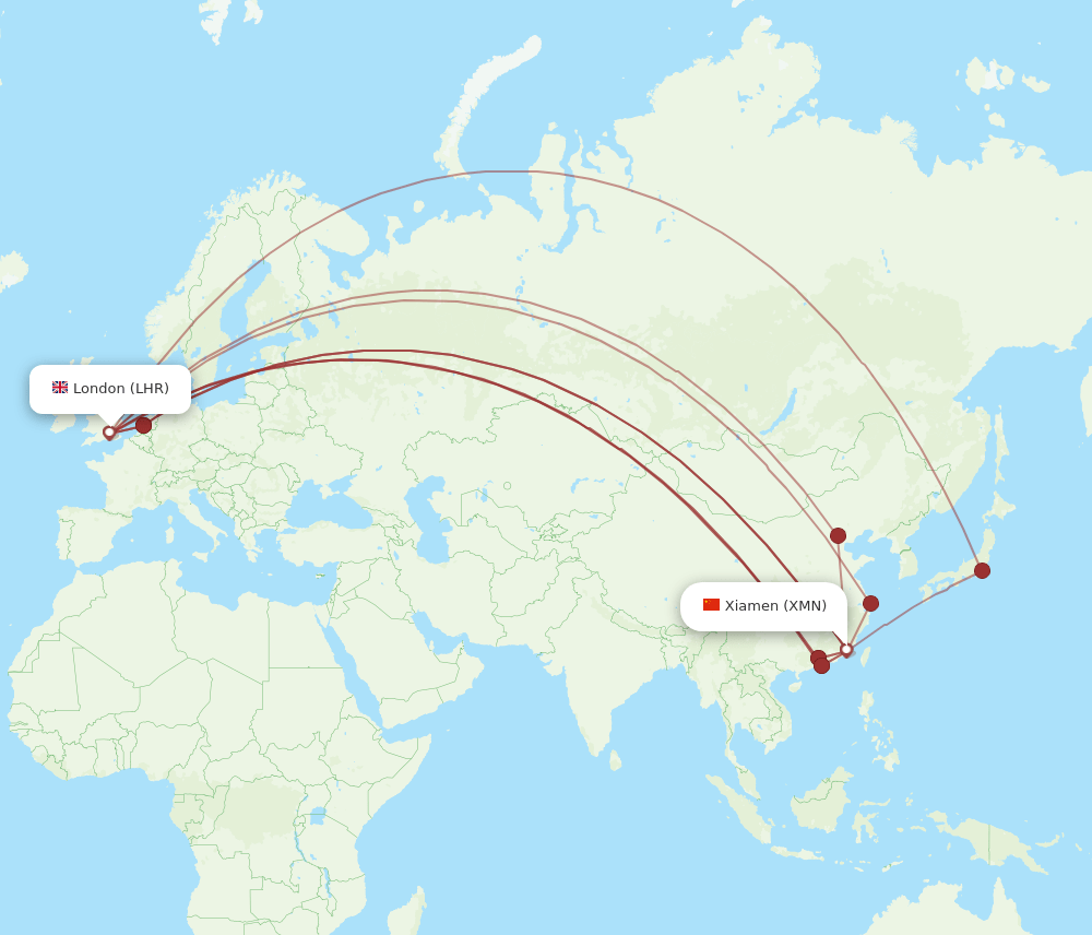 LHR-XMN flight routes