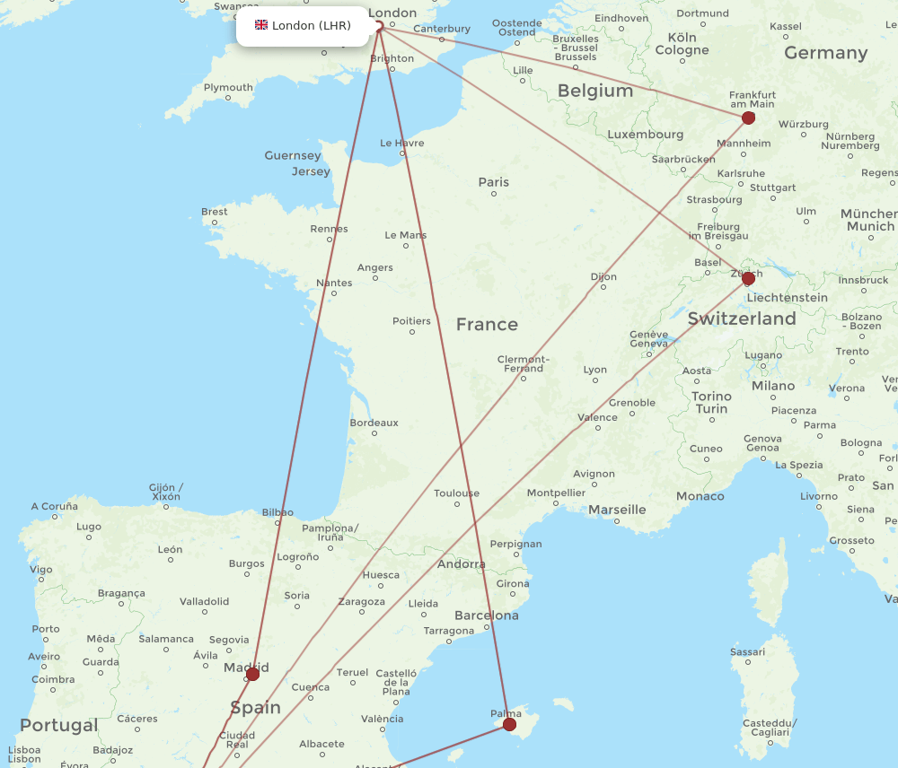 LHR-XRY flight routes