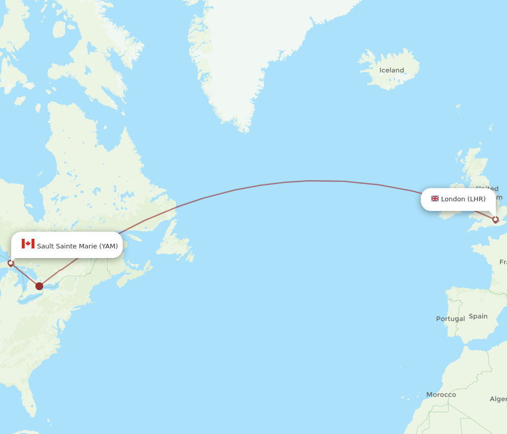 LHR-YAM flight routes