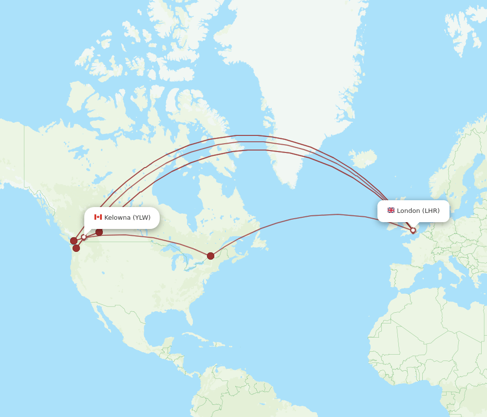LHR-YLW flight routes