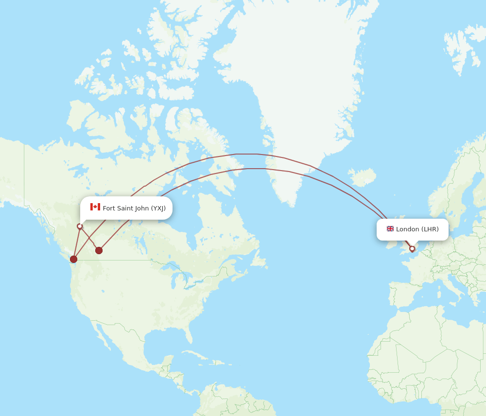 LHR-YXJ flight routes