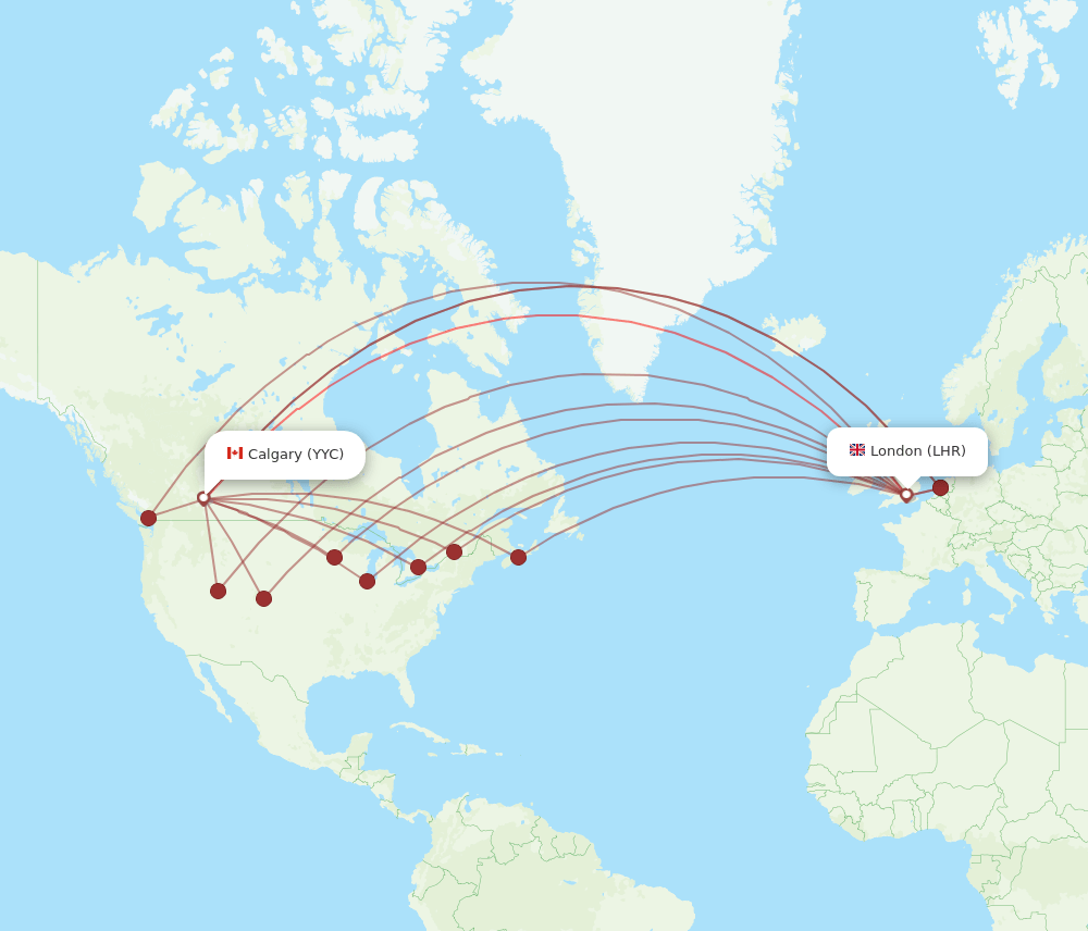 LHR-YYC flight routes