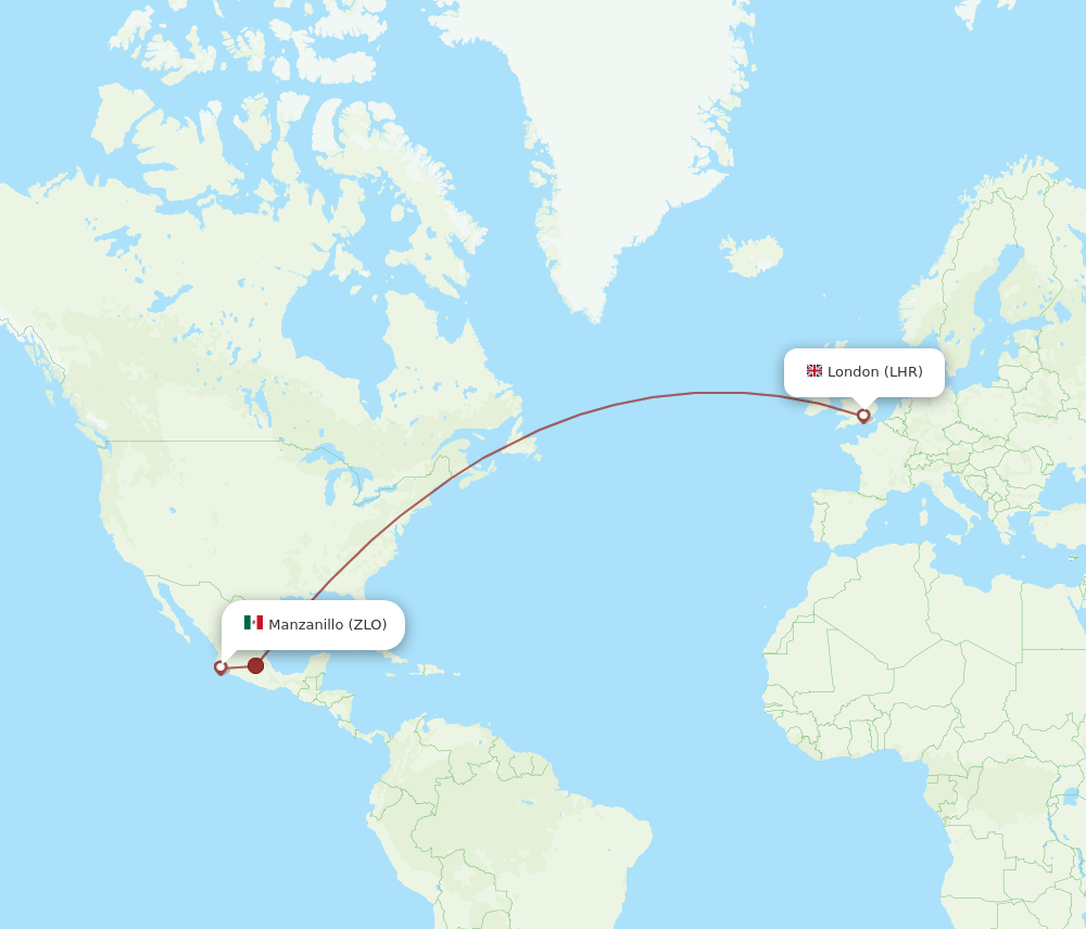 LHR to ZLO flights and routes map