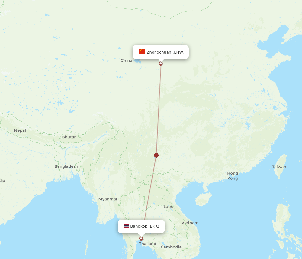 LHW-BKK flight routes