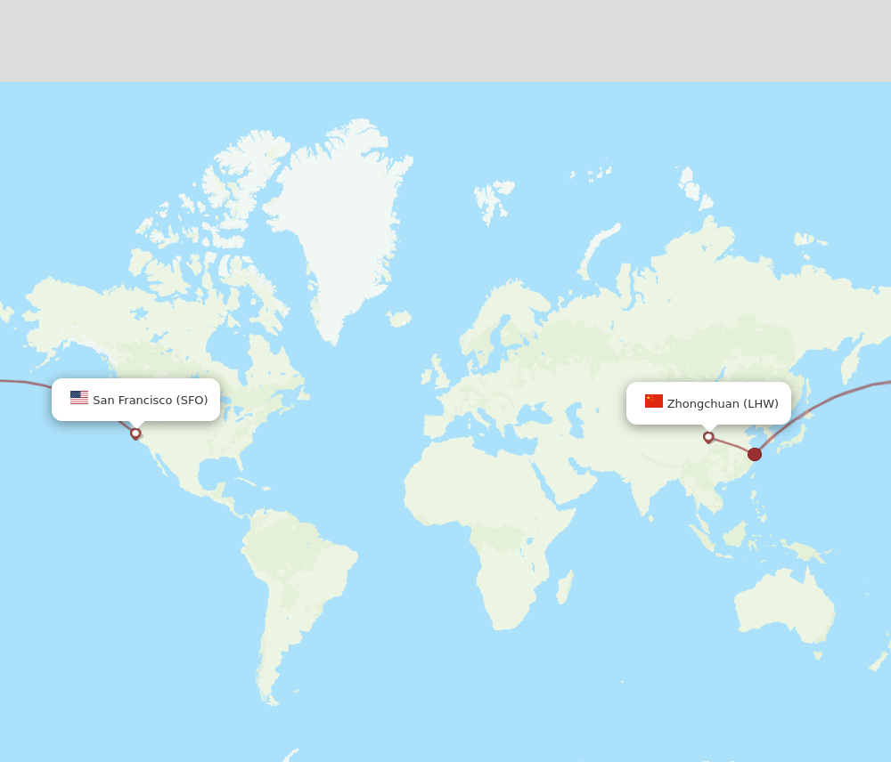 LHW to SFO flights and routes map