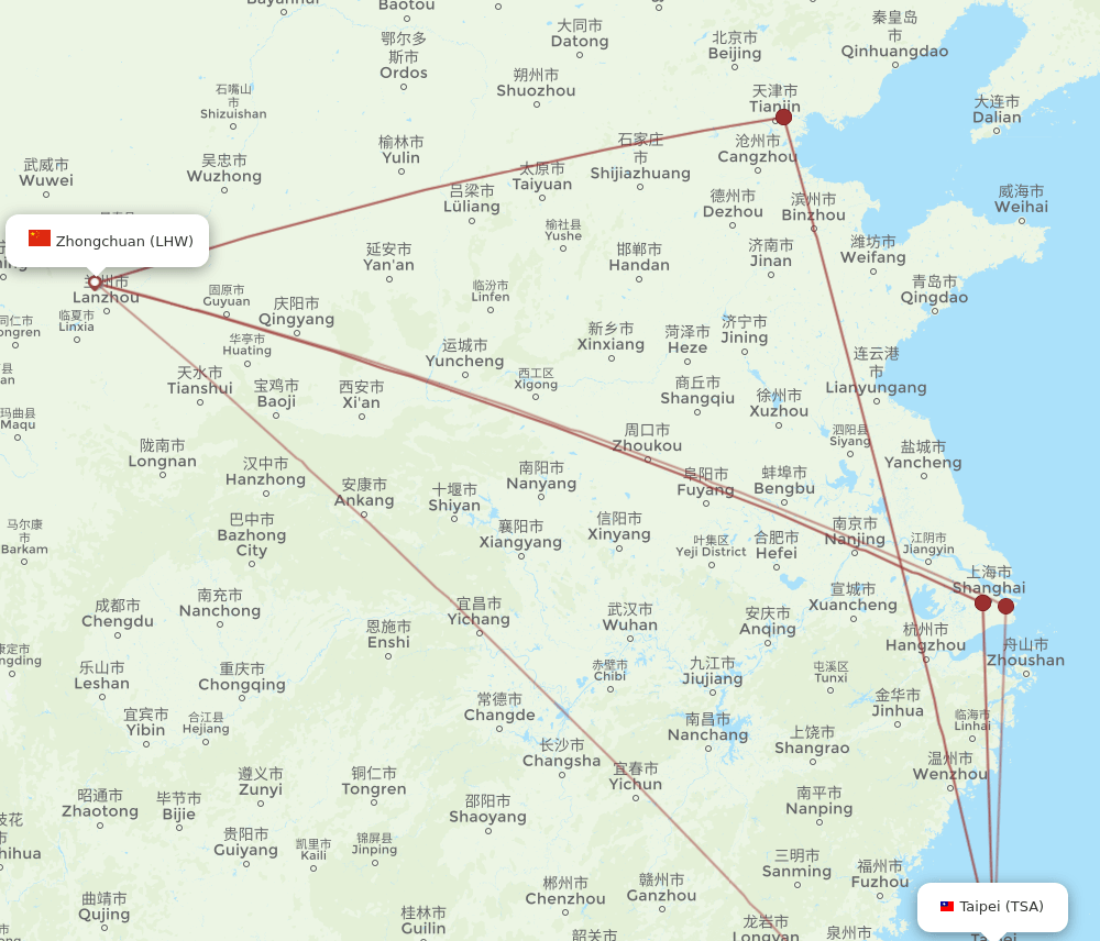 LHW-TSA flight routes