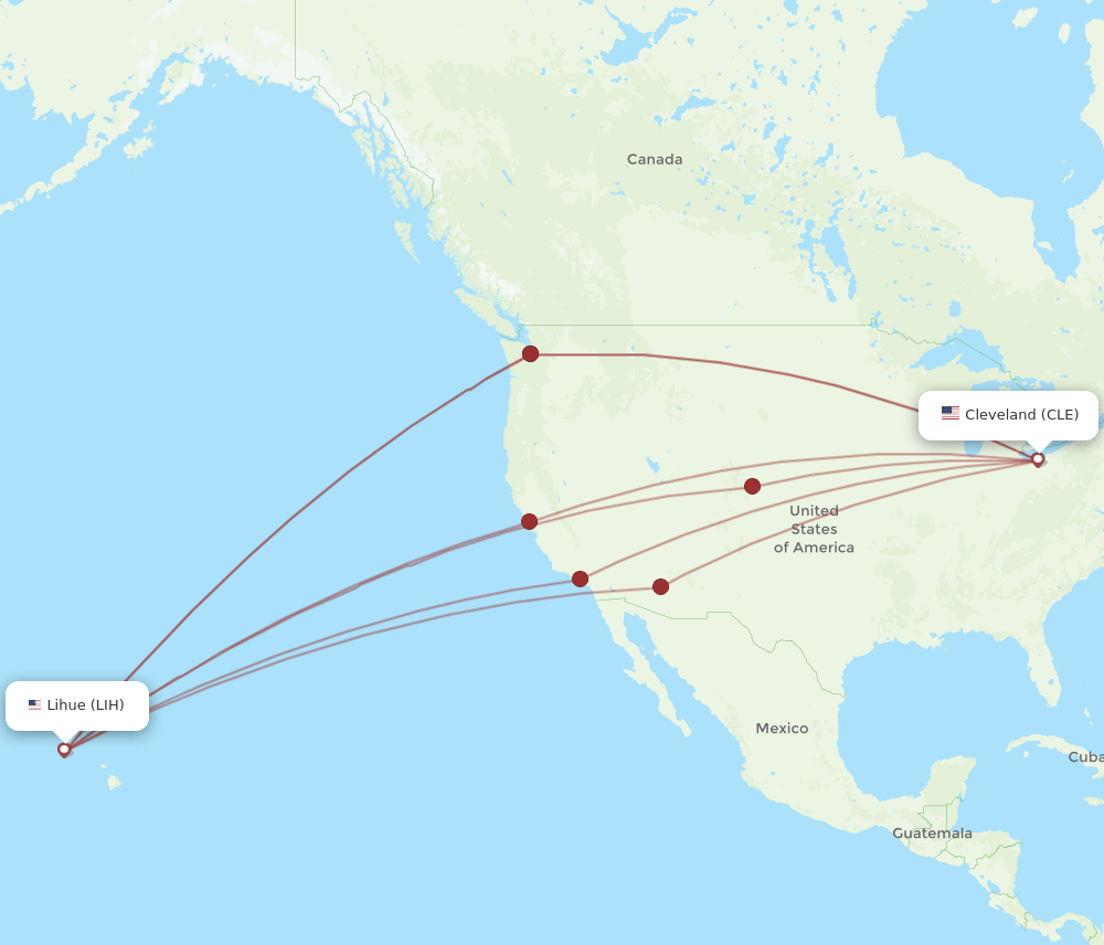 LIH to CLE flights and routes map