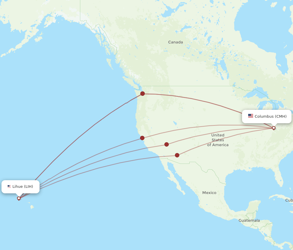 LIH-CMH flight routes