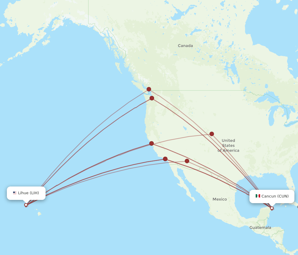 LIH-CUN flight routes