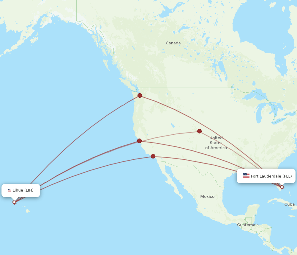 LIH to FLL flights and routes map