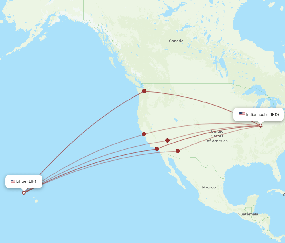 LIH-IND flight routes