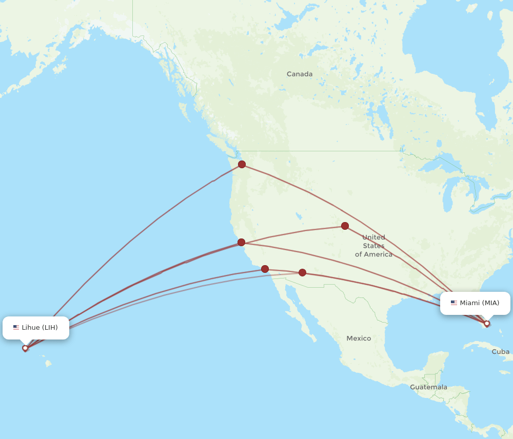 LIH-MIA flight routes