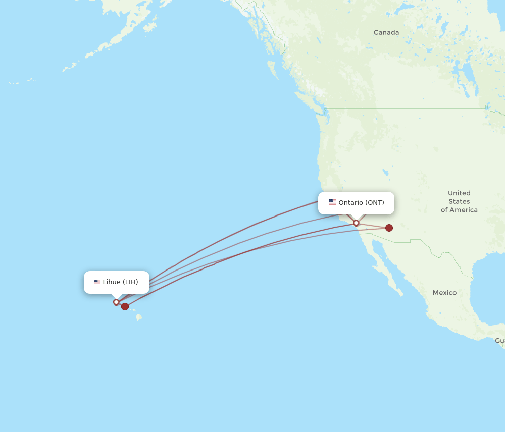 LIH-ONT flight routes