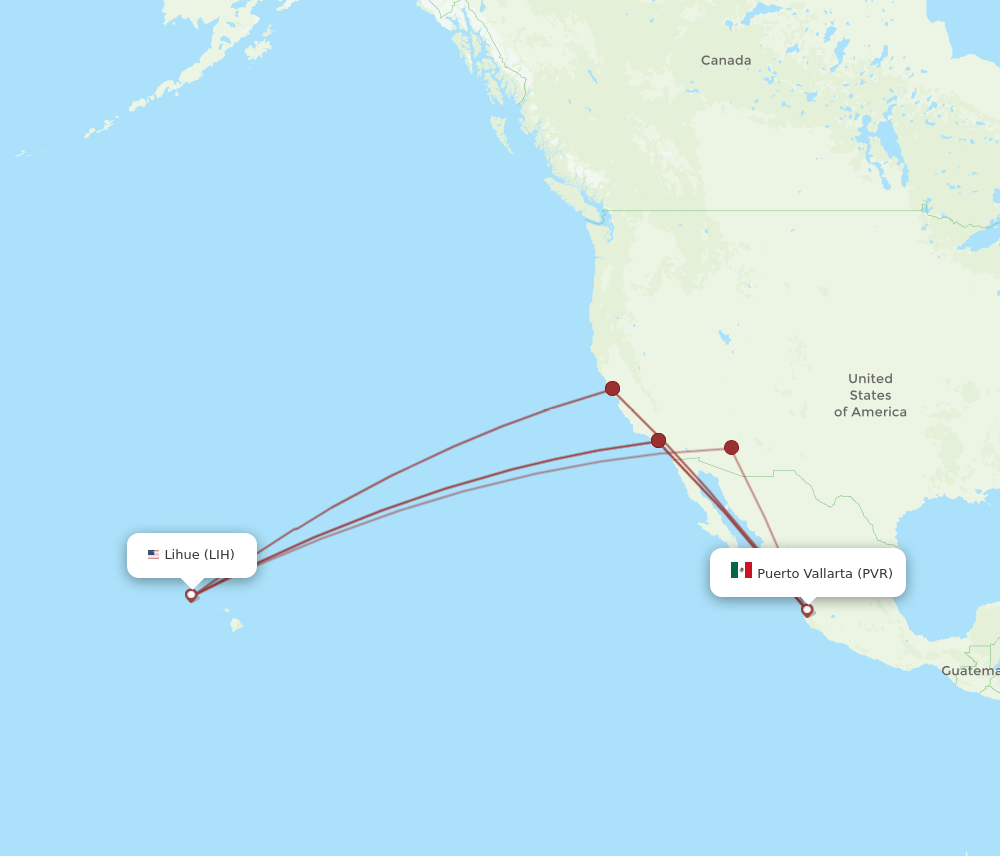 LIH to PVR flights and routes map