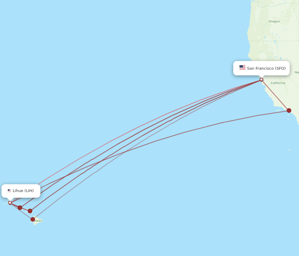 LIH-SFO flight routes