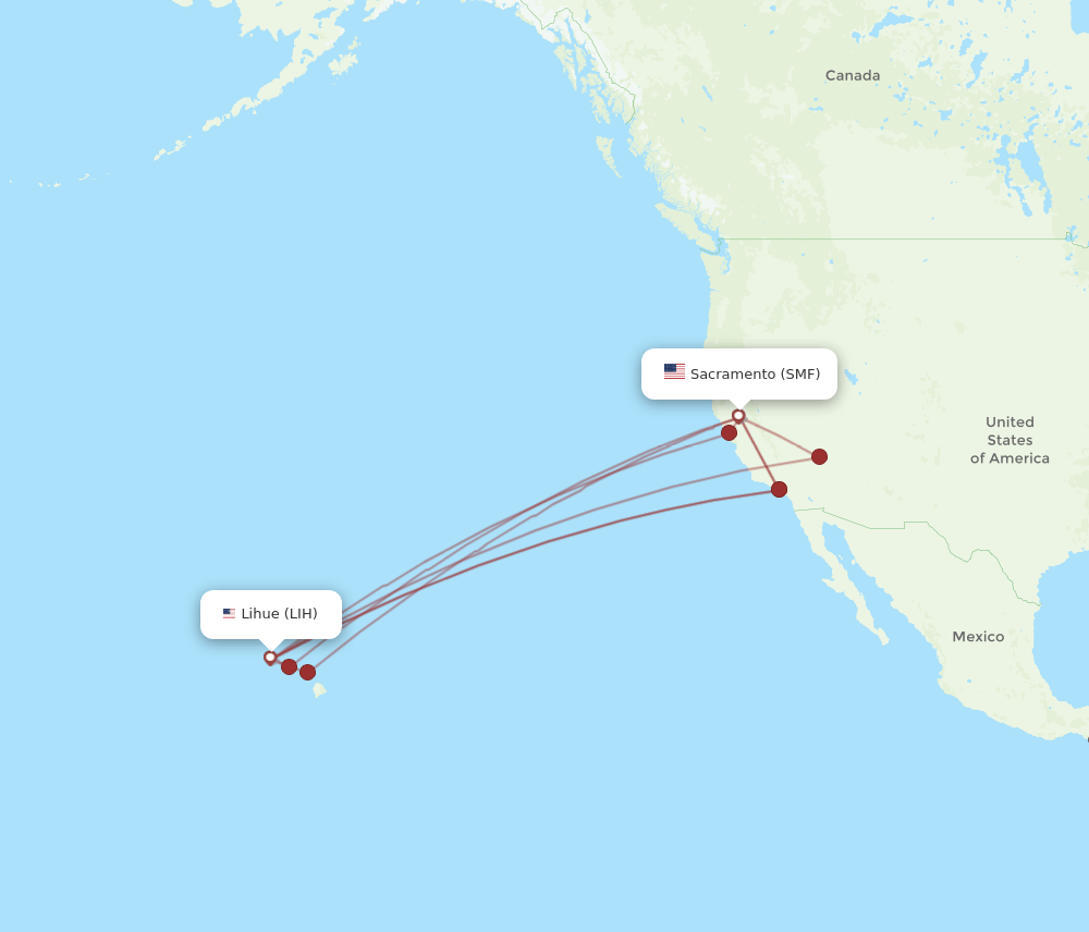 LIH-SMF flight routes