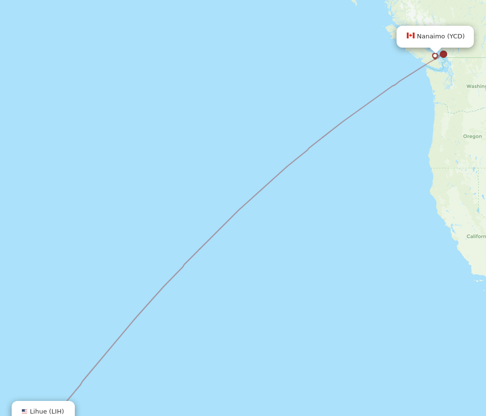 YCD to LIH flights and routes map