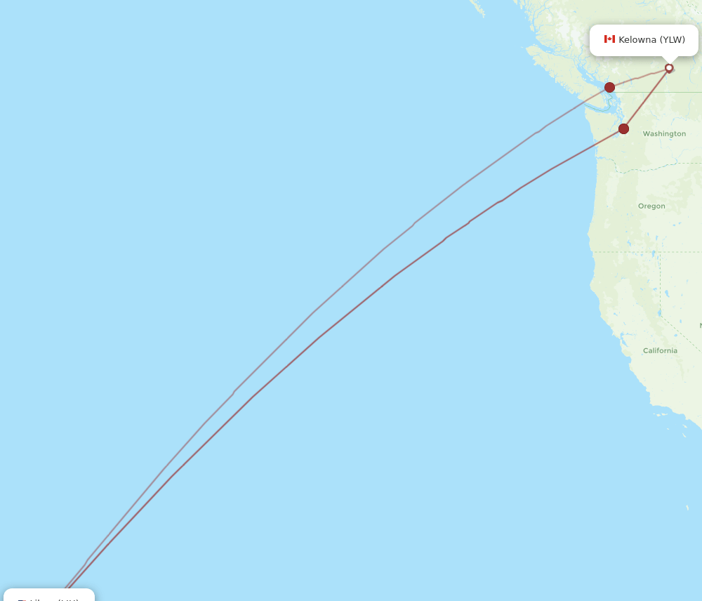 LIH-YLW flight routes
