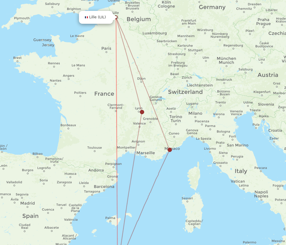 LIL-ALG flight routes