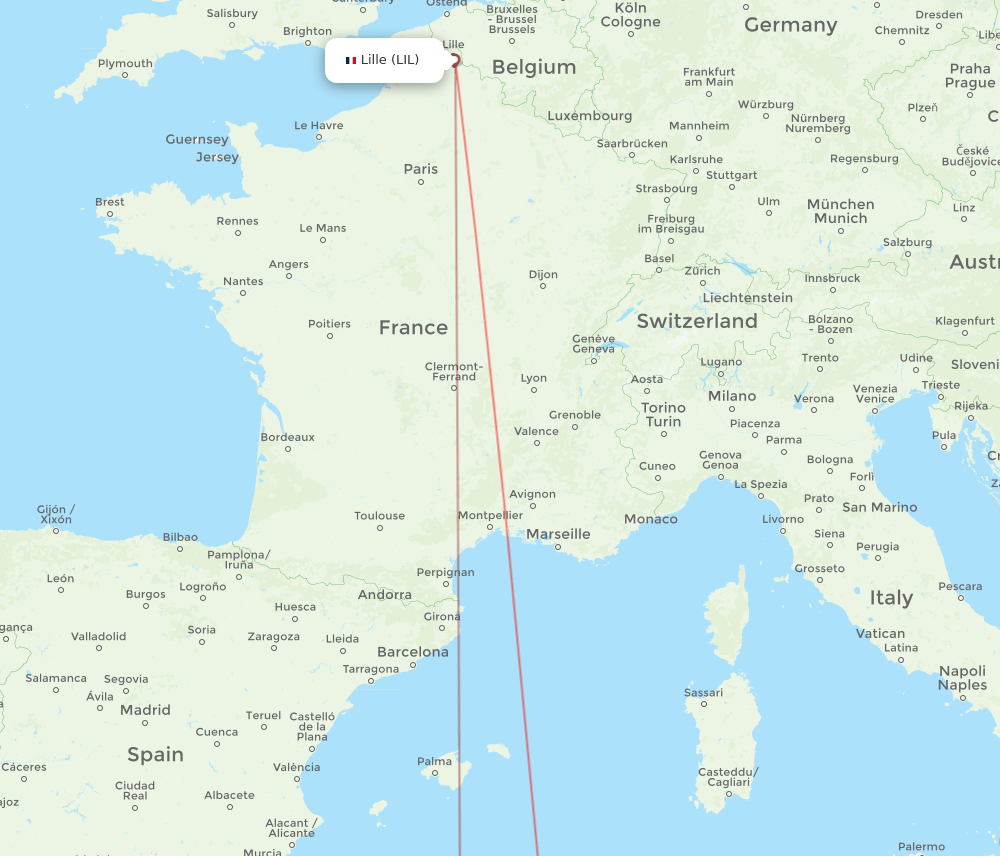 LIL-BJA flight routes