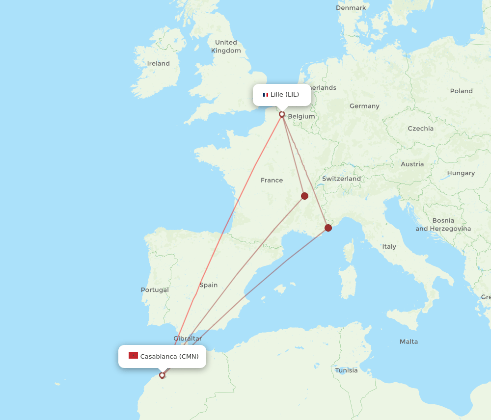 LIL-CMN flight routes