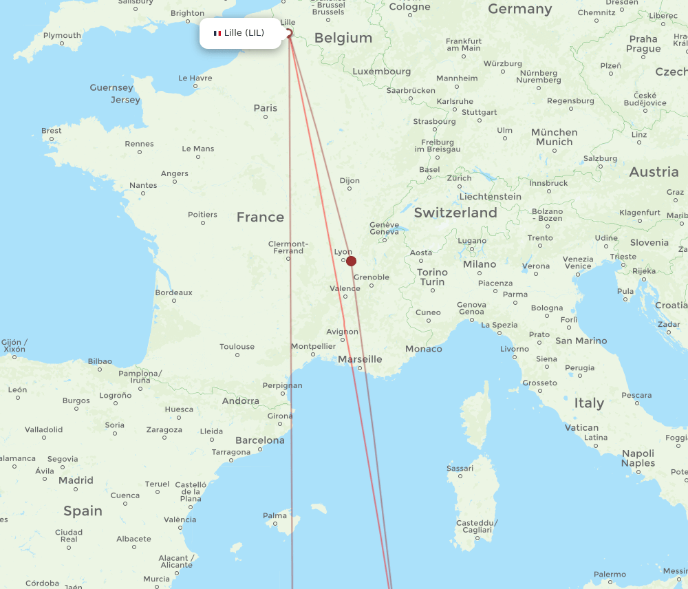 LIL-CZL flight routes