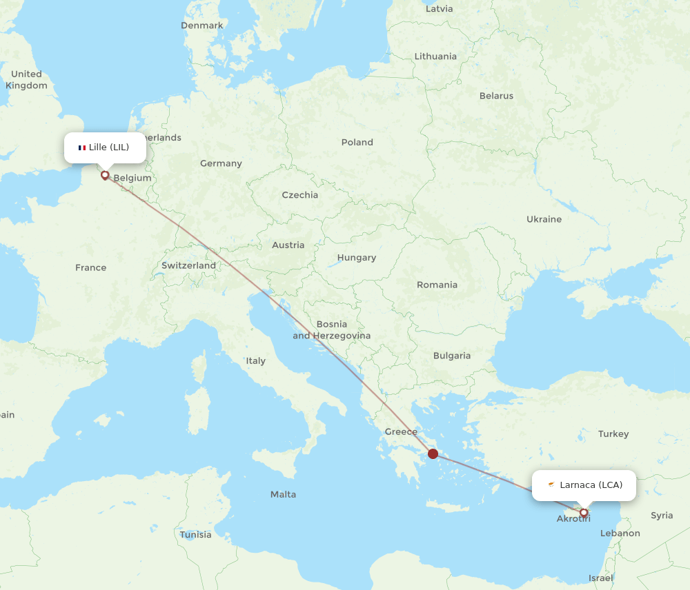LIL-LCA flight routes