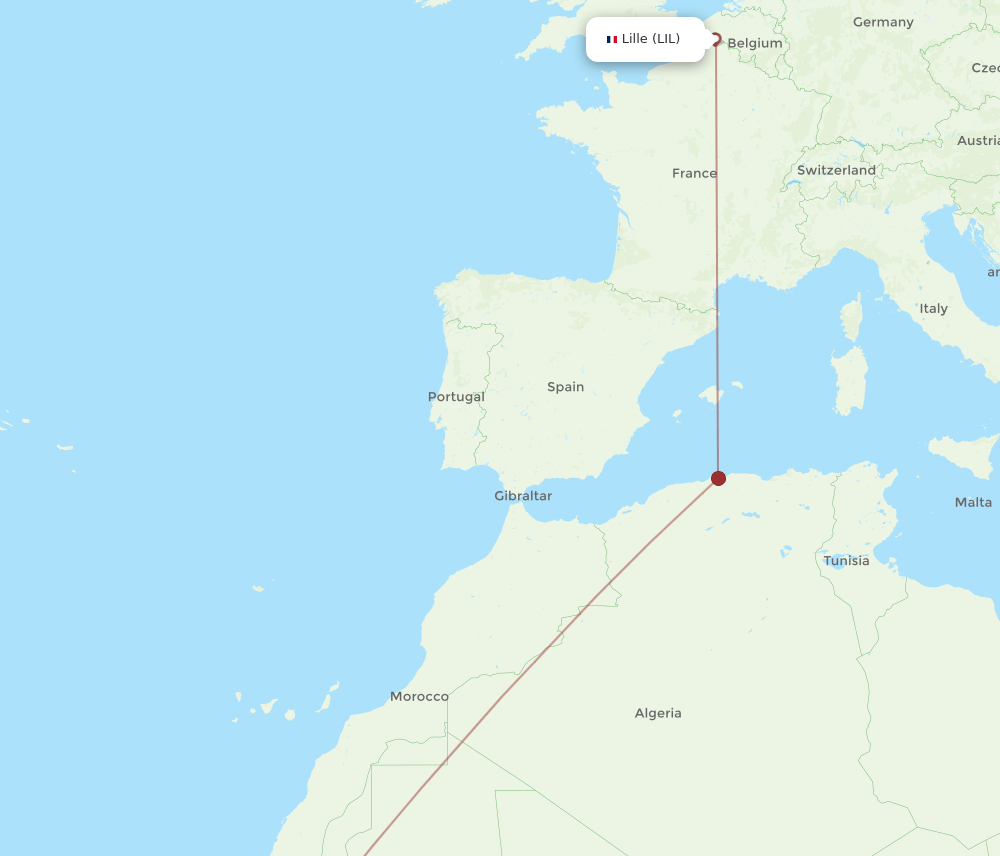 LIL to NKC flights and routes map