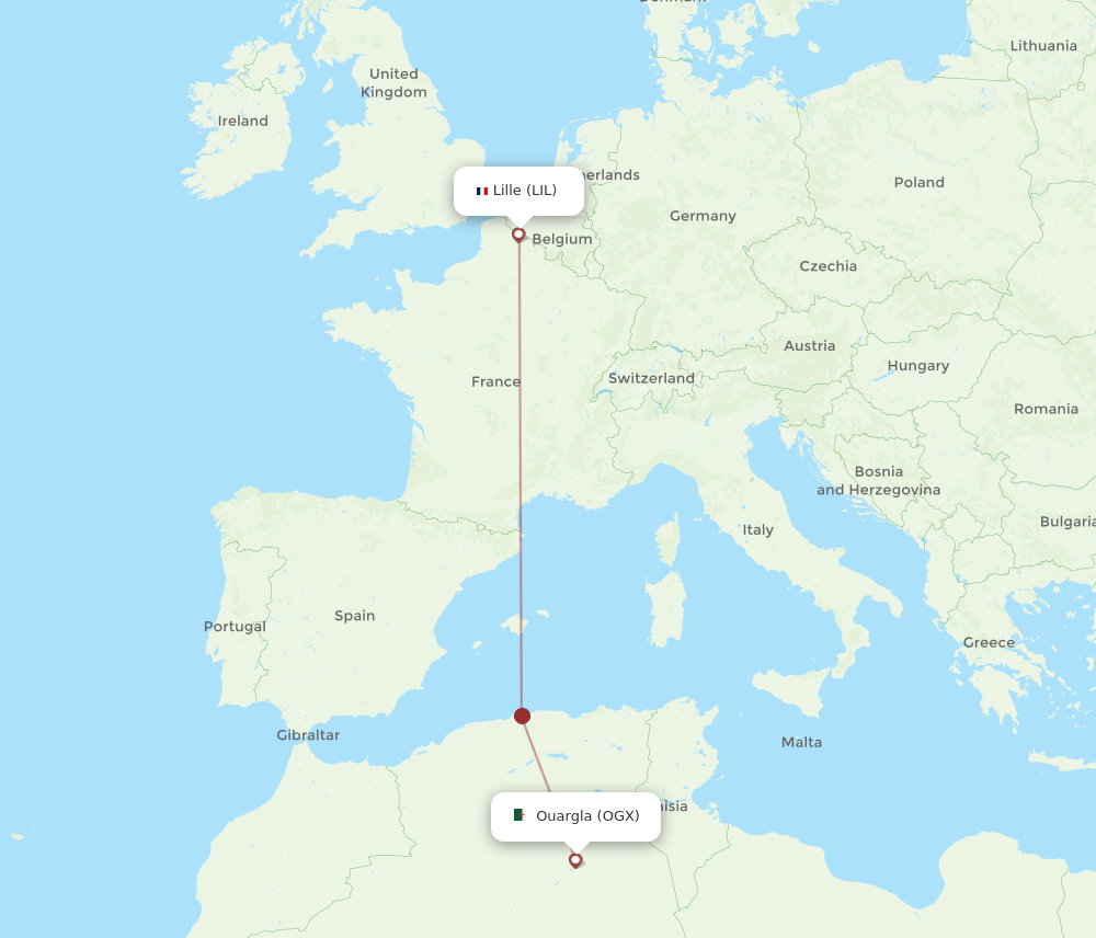 LIL-OGX flight routes