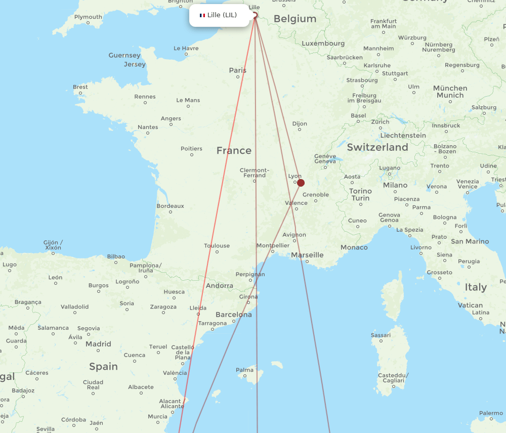 LIL to ORN flights and routes map