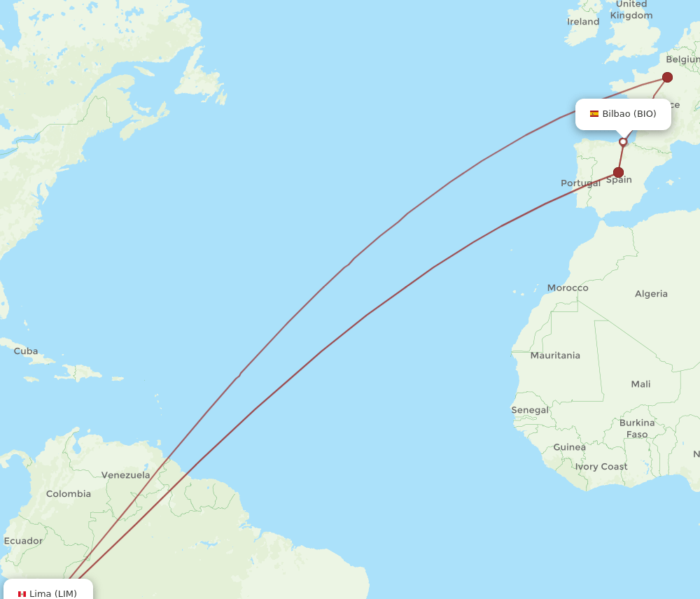 LIM to BIO flights and routes map