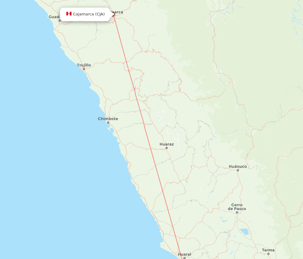 Lima - Cajamarca route map and flight paths