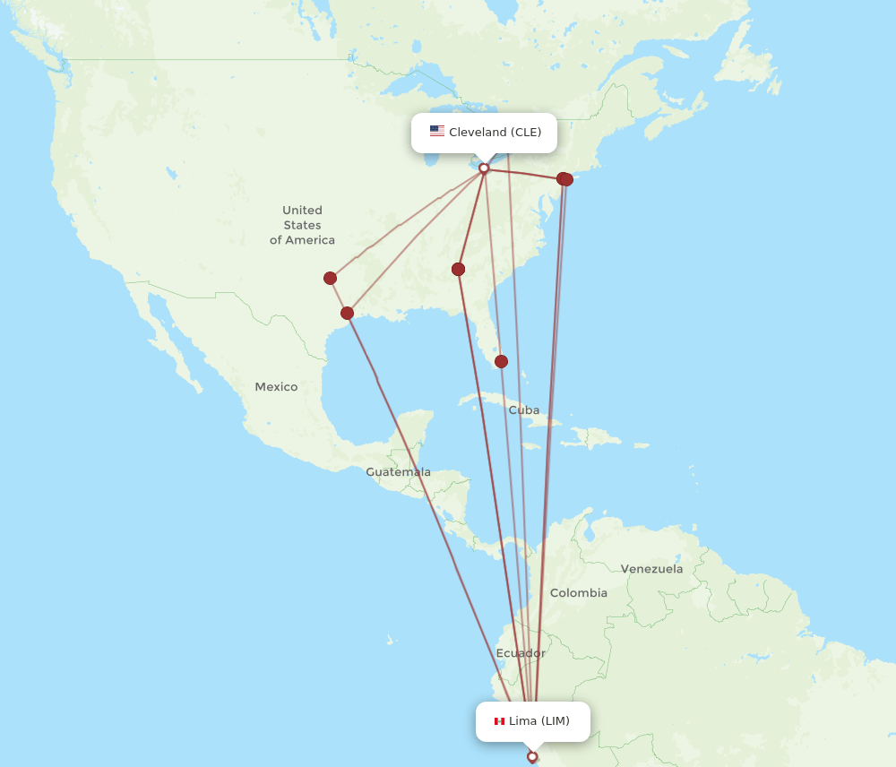LIM-CLE flight routes