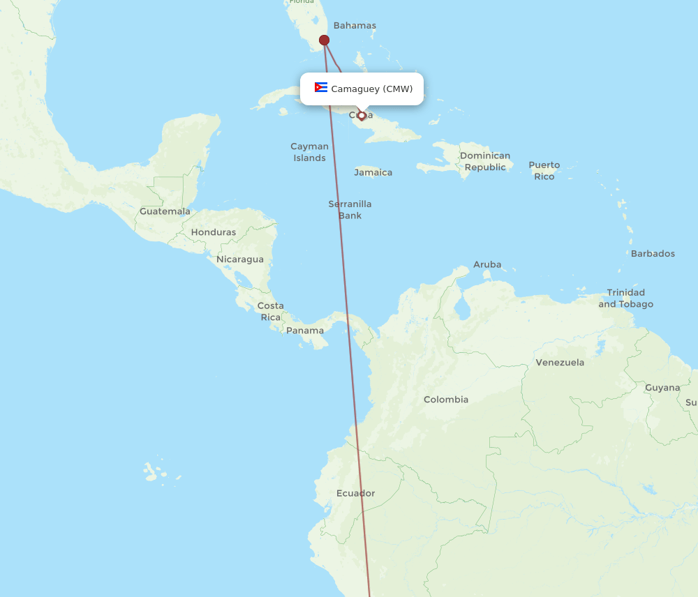 Camaguey - Lima route map and flight paths