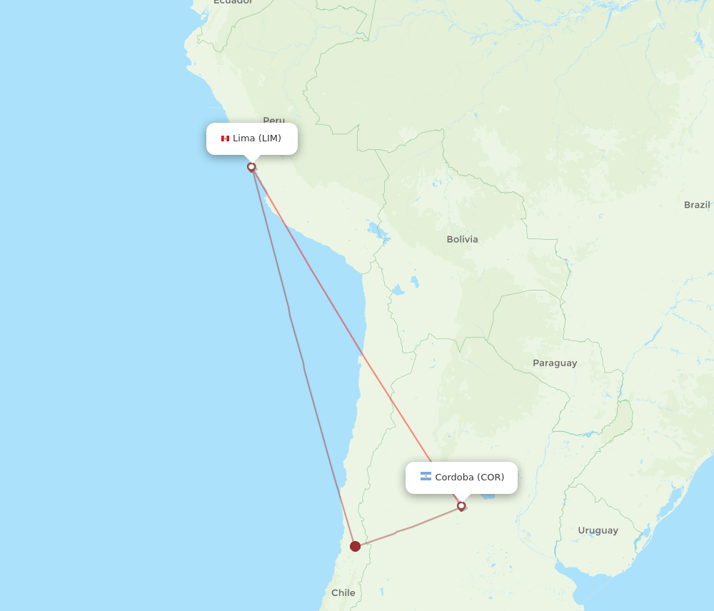 LIM to COR flights and routes map