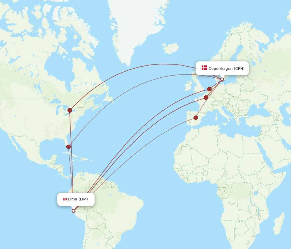 LIM-CPH flight routes