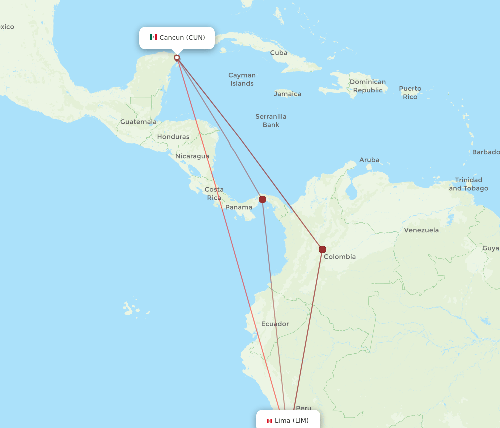 LIM-CUN flight routes