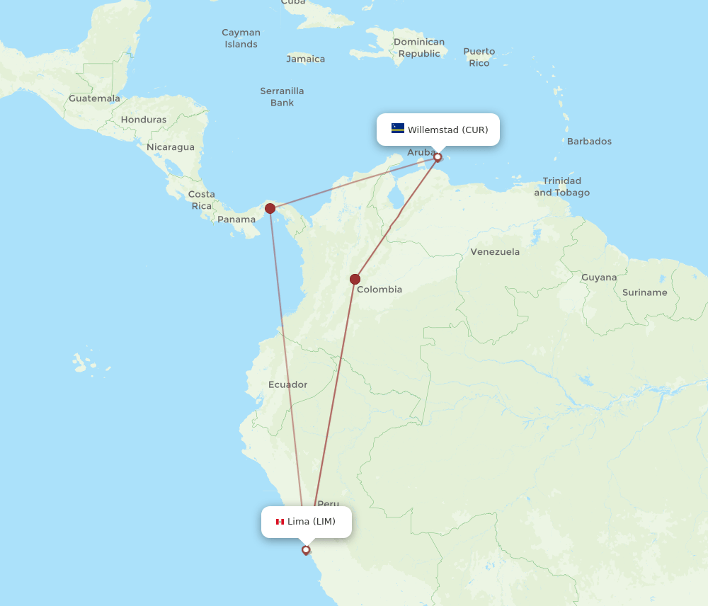 LIM-CUR flight routes