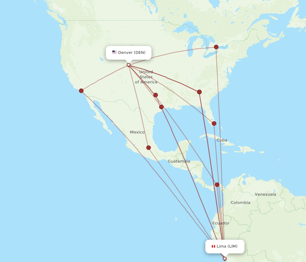 LIM to DEN flights and routes map