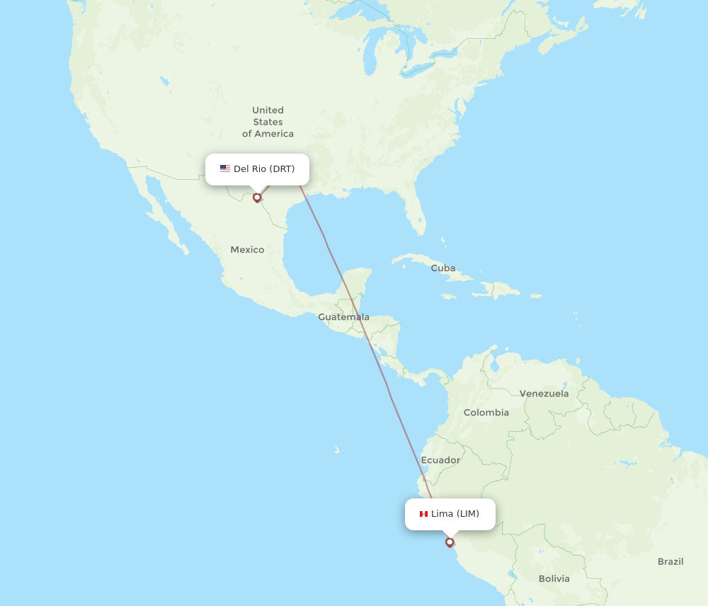 Del Rio - Lima route map and flight paths