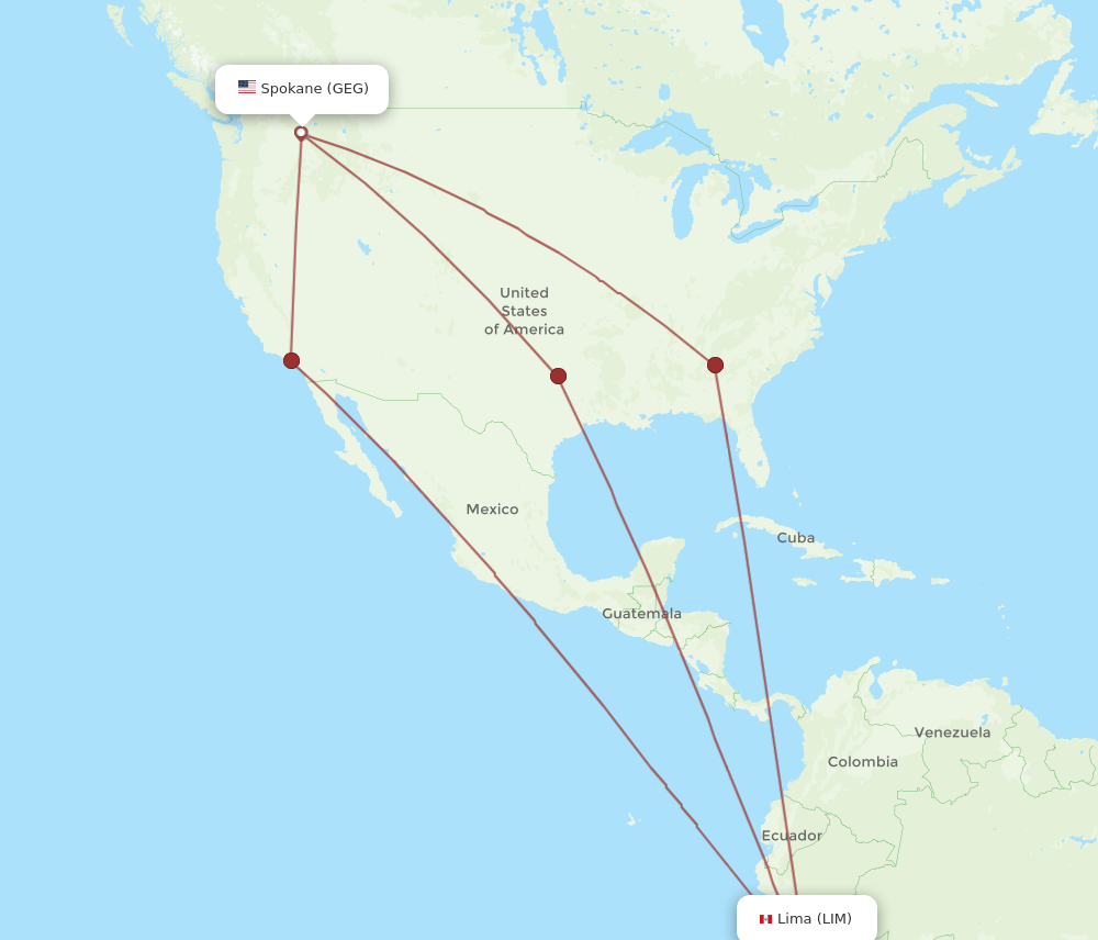 LIM-GEG flight routes