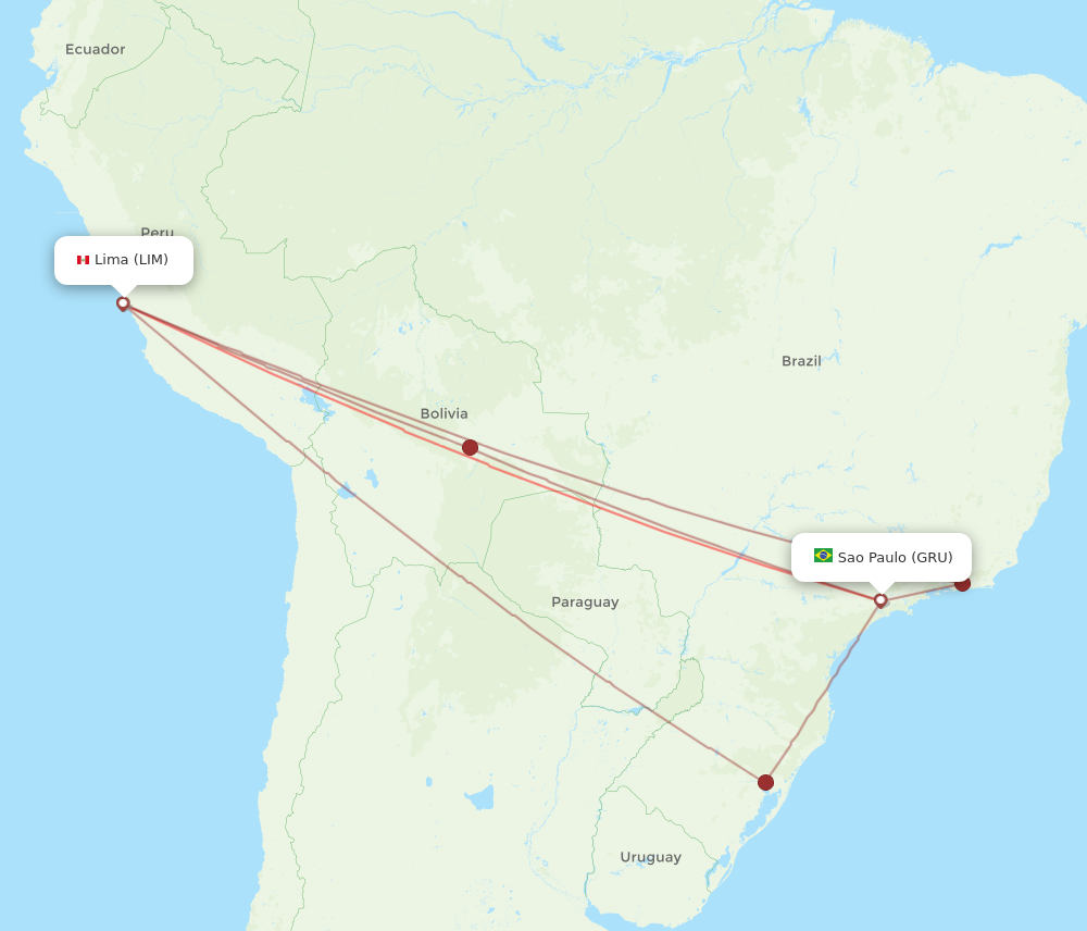 LIM to GRU flights and routes map